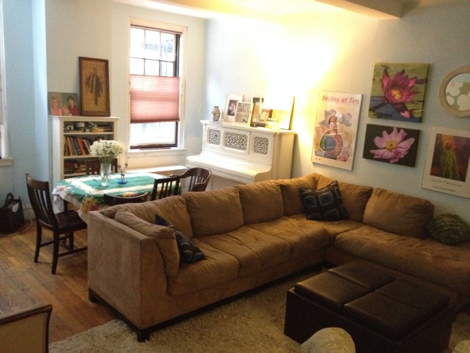 Our apartment is so pretty when it's tidy. I was getting ready for book club dinner here.